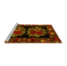 Sideview of Machine Washable Medallion Yellow French Rug, wshabs5403yw