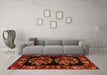 Machine Washable Medallion Orange French Area Rugs in a Living Room, wshabs5403org