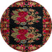 Round Machine Washable Abstract Red Brown Rug, wshabs5403