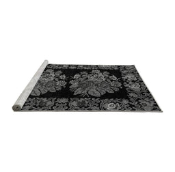 Sideview of Machine Washable Medallion Gray French Rug, wshabs5403gry
