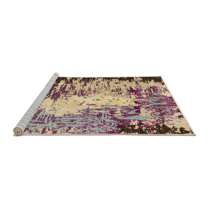 Sideview of Machine Washable Abstract Velvet Maroon Purple Rug, wshabs5404