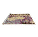 Sideview of Machine Washable Abstract Velvet Maroon Purple Rug, wshabs5404