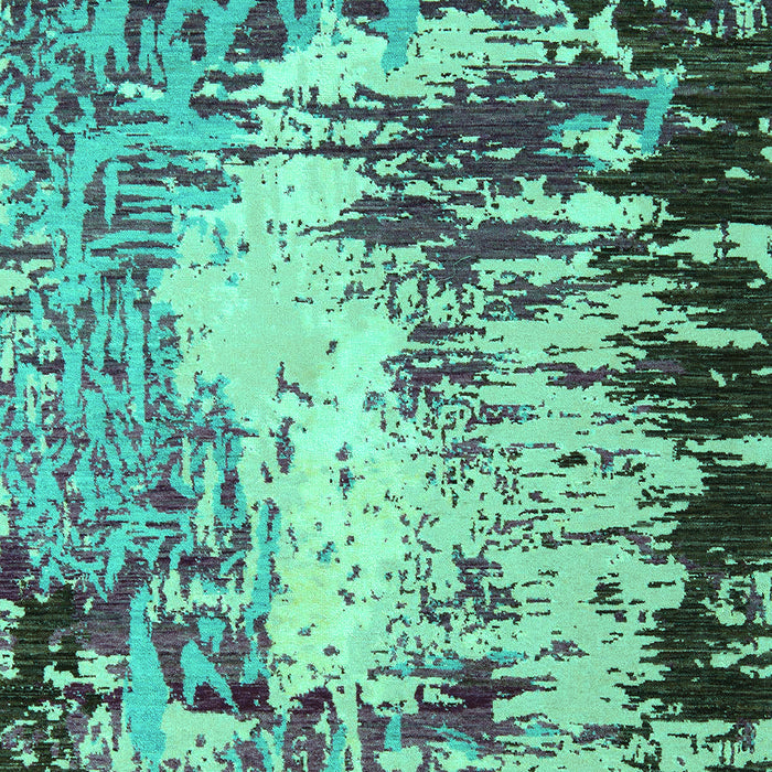 Machine Washable Abstract Turquoise Modern Area Rugs, wshabs5404turq