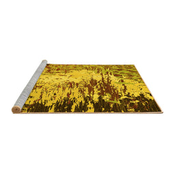 Sideview of Machine Washable Abstract Yellow Modern Rug, wshabs5404yw