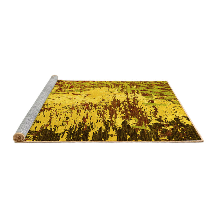 Sideview of Machine Washable Abstract Yellow Modern Rug, wshabs5404yw
