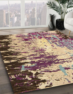 Abstract Maroon Purple Modern Rug in Family Room, abs5404