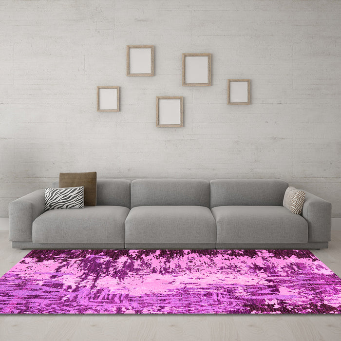 Machine Washable Abstract Pink Modern Rug in a Living Room, wshabs5404pnk