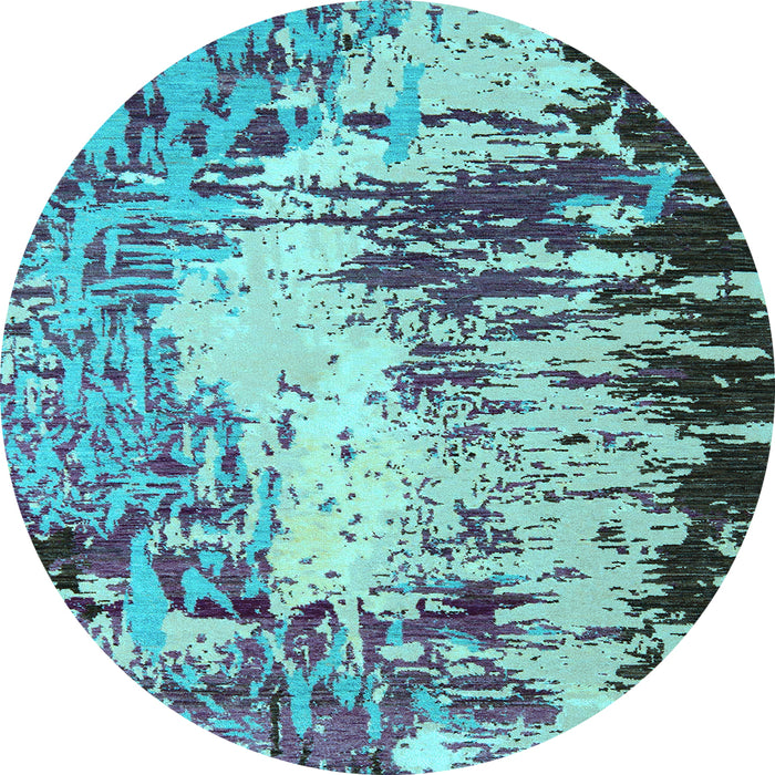 Round Abstract Light Blue Modern Rug, abs5404lblu