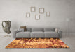 Machine Washable Abstract Orange Modern Area Rugs in a Living Room, wshabs5404org