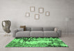 Machine Washable Abstract Emerald Green Modern Area Rugs in a Living Room,, wshabs5404emgrn