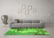 Machine Washable Abstract Green Modern Area Rugs in a Living Room,, wshabs5404grn