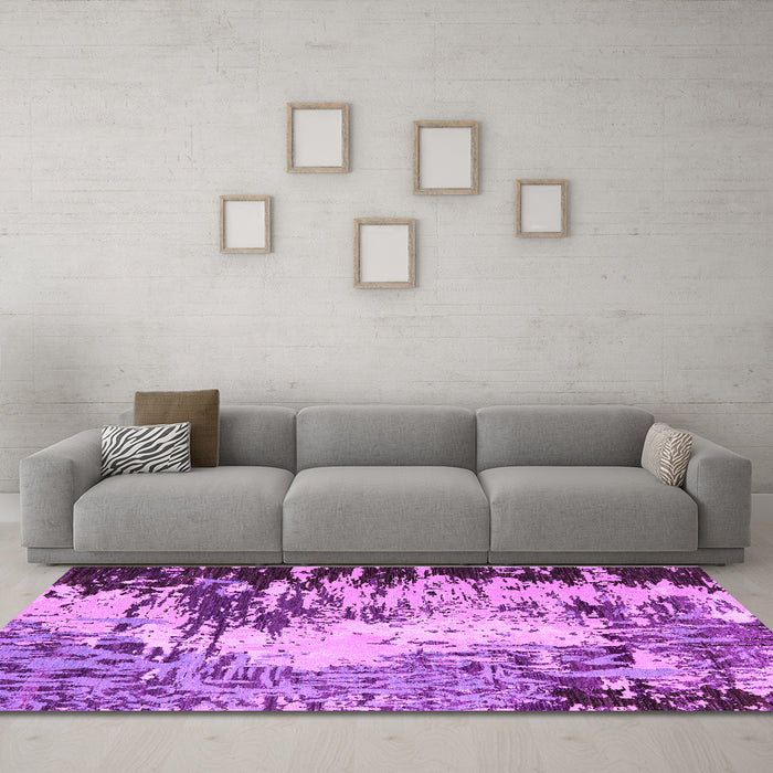 Machine Washable Abstract Purple Modern Area Rugs in a Living Room, wshabs5404pur