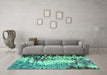 Machine Washable Abstract Turquoise Modern Area Rugs in a Living Room,, wshabs5404turq
