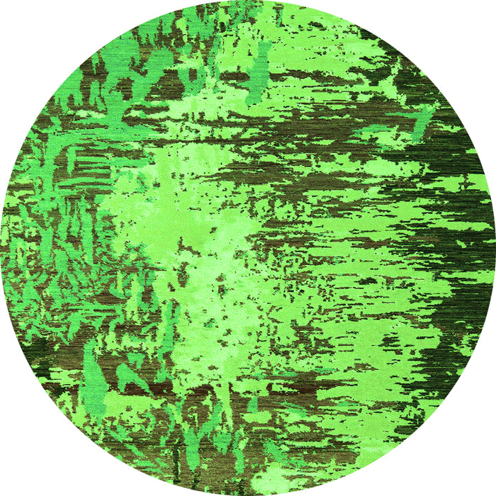 Round Abstract Green Modern Rug, abs5404grn