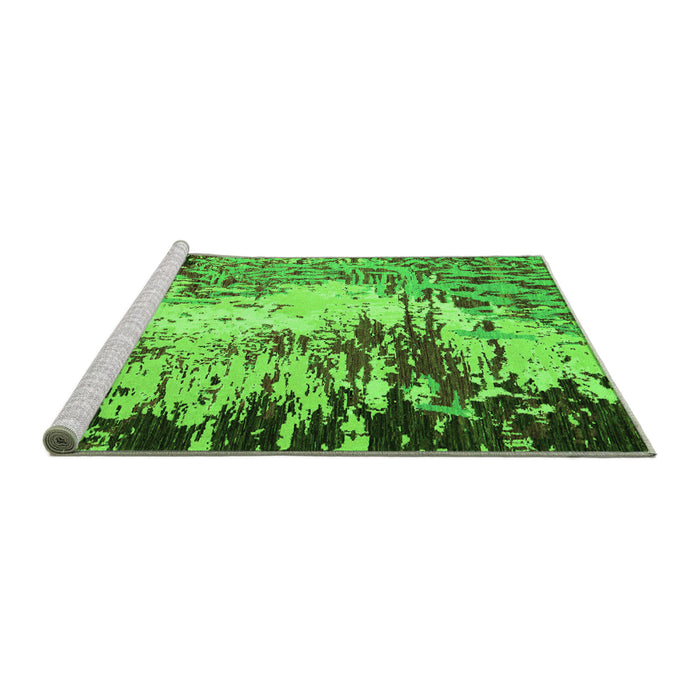 Sideview of Machine Washable Abstract Green Modern Area Rugs, wshabs5404grn