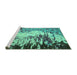 Sideview of Machine Washable Abstract Turquoise Modern Area Rugs, wshabs5404turq
