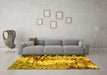 Machine Washable Abstract Yellow Modern Rug in a Living Room, wshabs5404yw