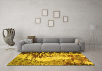 Machine Washable Abstract Yellow Modern Rug, wshabs5404yw