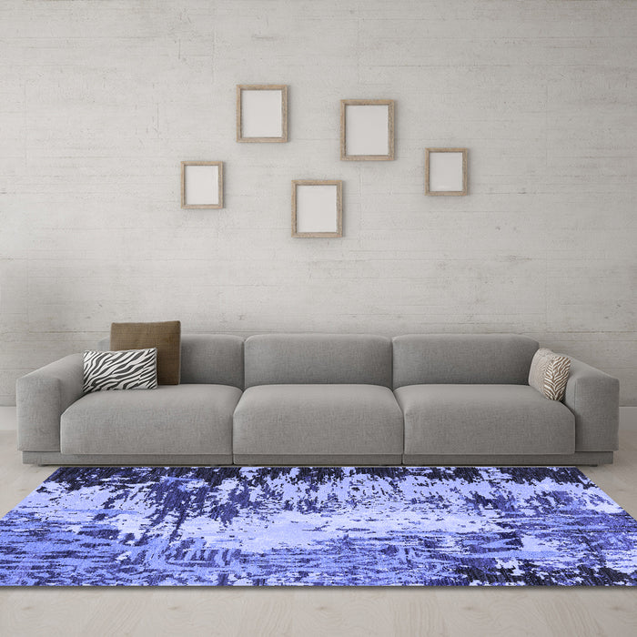 Machine Washable Abstract Blue Modern Rug in a Living Room, wshabs5404blu
