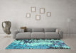 Machine Washable Abstract Light Blue Modern Rug in a Living Room, wshabs5404lblu