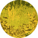 Round Machine Washable Abstract Yellow Modern Rug, wshabs5405yw