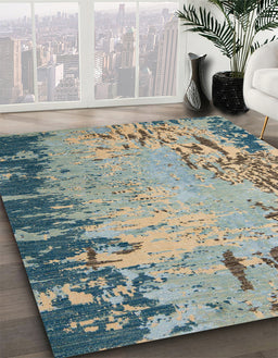 Abstract Ash Gray Modern Rug in Family Room, abs5405