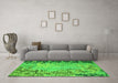 Machine Washable Abstract Green Modern Area Rugs in a Living Room,, wshabs5405grn