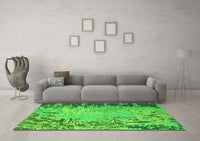 Machine Washable Abstract Green Modern Rug, wshabs5405grn