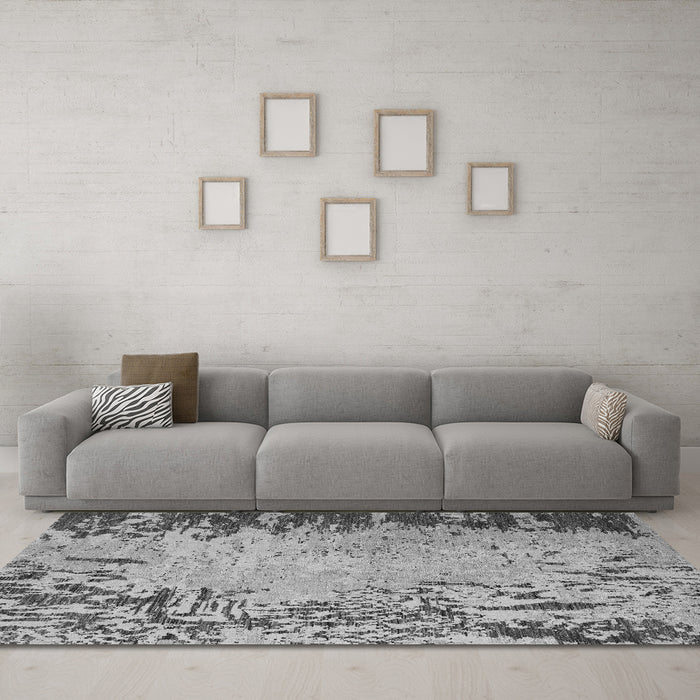 Machine Washable Abstract Gray Modern Rug in a Living Room,, wshabs5405gry