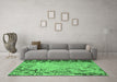 Machine Washable Abstract Emerald Green Modern Area Rugs in a Living Room,, wshabs5405emgrn