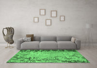 Machine Washable Abstract Emerald Green Modern Rug, wshabs5405emgrn