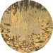 Round Abstract Brown Modern Rug, abs5405brn