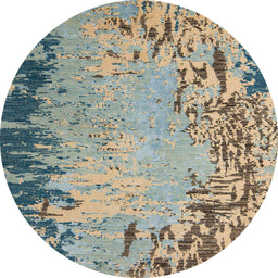 Round Abstract Ash Gray Modern Rug, abs5405