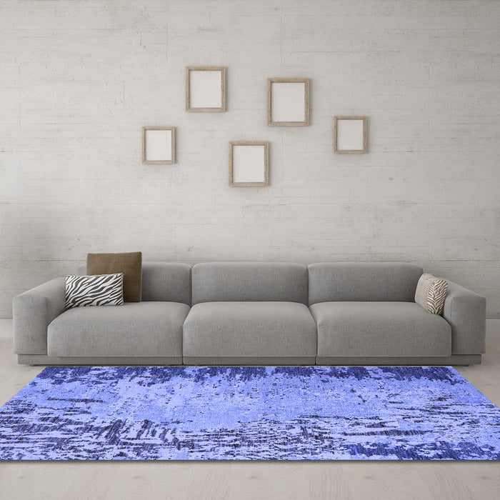 Machine Washable Abstract Blue Modern Rug in a Living Room, wshabs5405blu