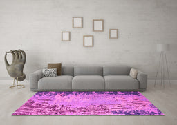 Machine Washable Abstract Pink Modern Rug in a Living Room, wshabs5405pnk