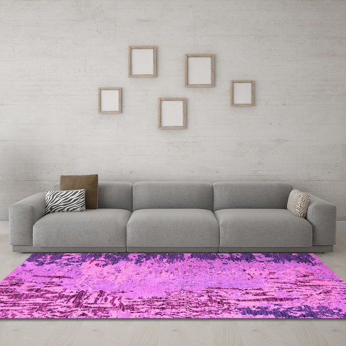 Machine Washable Abstract Pink Modern Rug in a Living Room, wshabs5405pnk