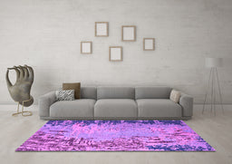 Machine Washable Abstract Purple Modern Area Rugs in a Living Room, wshabs5405pur