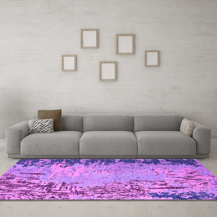 Machine Washable Abstract Purple Modern Area Rugs in a Living Room, wshabs5405pur