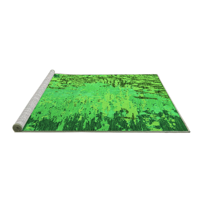 Sideview of Machine Washable Abstract Green Modern Area Rugs, wshabs5405grn