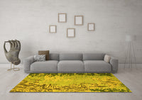 Machine Washable Abstract Yellow Modern Rug, wshabs5405yw