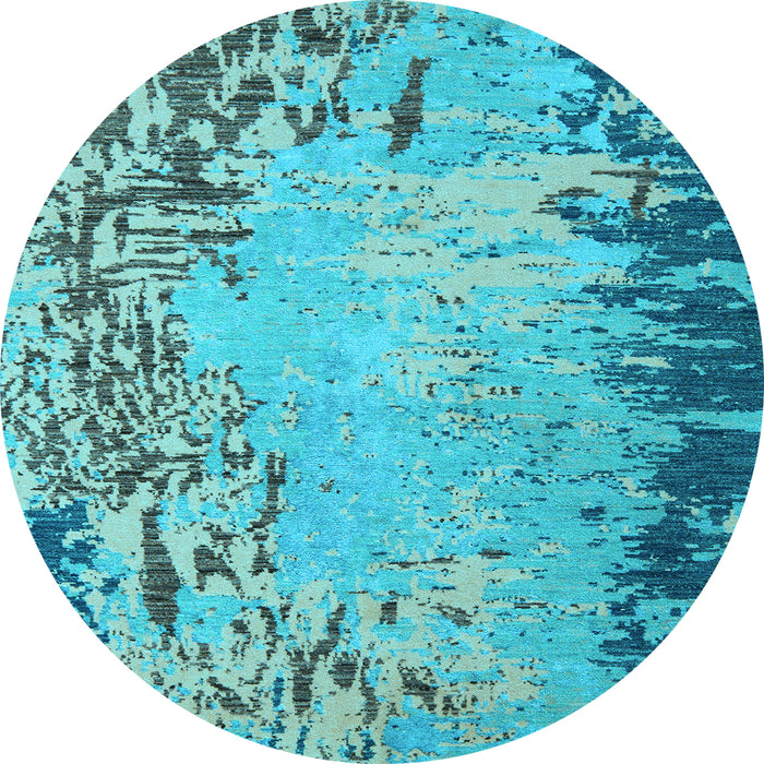 Round Machine Washable Abstract Light Blue Modern Rug, wshabs5405lblu