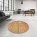 Round Abstract Orange Modern Rug in a Office, abs5406