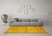 Machine Washable Abstract Yellow Modern Rug in a Living Room, wshabs5406yw