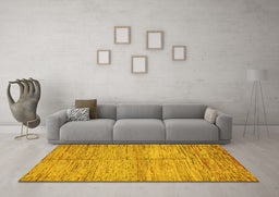 Machine Washable Abstract Yellow Modern Rug in a Living Room, wshabs5406yw