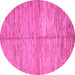 Round Machine Washable Abstract Pink Modern Rug, wshabs5406pnk