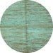 Round Abstract Light Blue Modern Rug, abs5406lblu