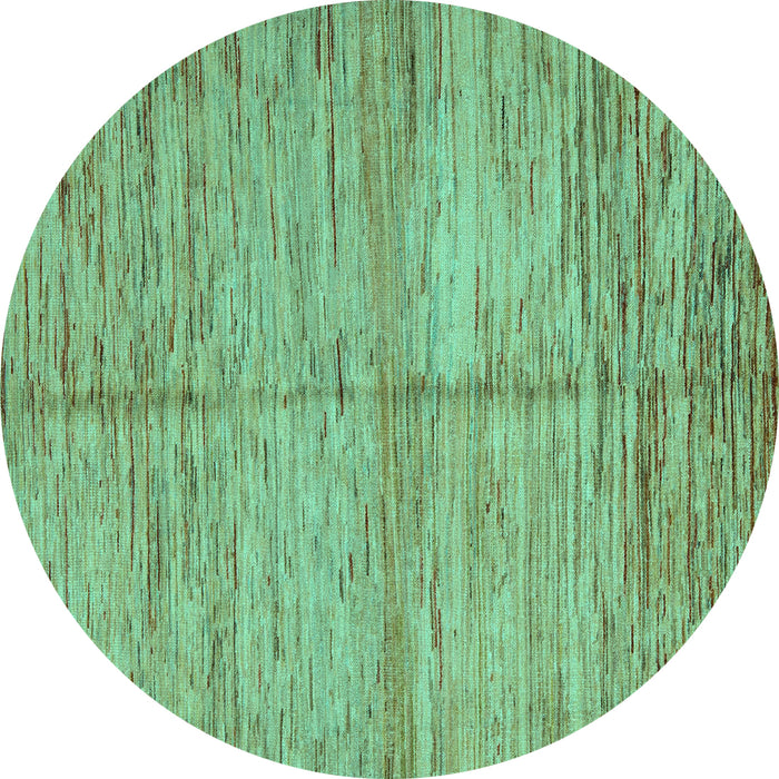 Round Machine Washable Abstract Turquoise Modern Area Rugs, wshabs5406turq