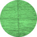 Round Abstract Emerald Green Modern Rug, abs5406emgrn