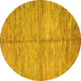 Round Abstract Yellow Modern Rug, abs5406yw