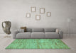 Machine Washable Abstract Turquoise Modern Area Rugs in a Living Room,, wshabs5406turq